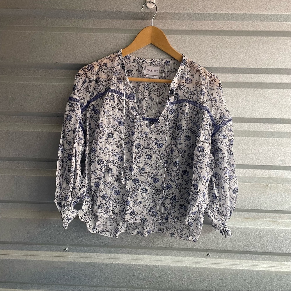 SAYLOR Sunday Lurex Floral Blouse